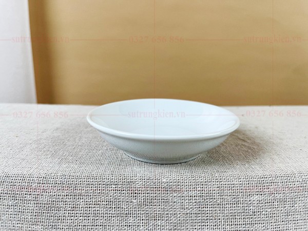 Đĩa chấm trung kiên sứ trắng